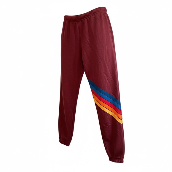 Aviator Nation Rainbow Stitch Chevron Stripes Jogger Swearpants Size Medium - Picture 3 of 7